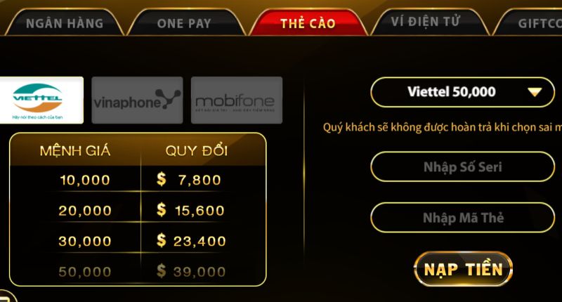 Quy trình nạp/đổi thưởng trên Ric Win 